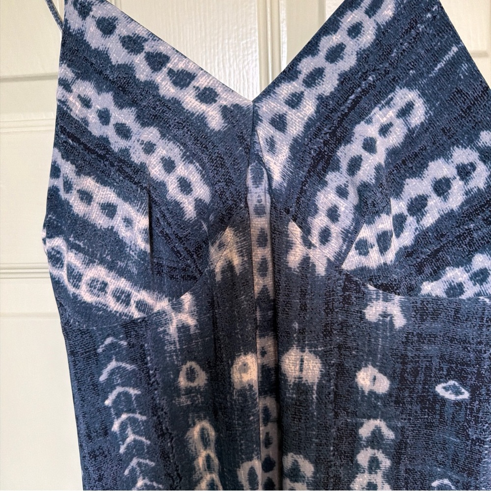 Norma Kamali Blue and White Maxi Dress with Ruffle Hem - Picture 3 of 6